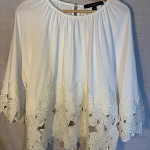 Marc New York White Lace Trim Blouse XL
